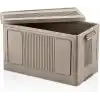Deconox Dev Boy Katlanır Kilit Kapaklı Kasa 55 Litre Hacimli, Yer Kaplamayan Portatif Saklama Kutusu Ardiye, Balkon, Mutfak, Kiler, Bahçe ve Araç Bagajı İçin Güvenli Organizer (TOPRAK)