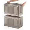 Deconox Dev Boy Katlanır Kilit Kapaklı Kasa 55 Litre Hacimli, Yer Kaplamayan Portatif Saklama Kutusu Ardiye, Balkon, Mutfak, Kiler, Bahçe ve Araç Bagajı İçin Güvenli Organizer (TOPRAK)