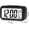 Coverzone Dekoratif Dijital Alarmlı Saat, 12/24 Dönüştürme Gece Görüşlü Yatak Başucu Saati Masa Saati Led Ekran Pilli Çalar Saat 13 x 4.5x 7.5cm (Siyah)