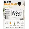 MR Dijital Masa Saati Büyük LED Ekranlı | Alarm Özellikli | Tarih ve Sıcaklık Göstergeli | Gece Işığı | 12/24 Saat Siyah/Beyaz (Beyaz)