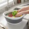 Deconox Katlanır Badya 10 Litre, Katlanabilir Çok Amaçlı Leğen, Dayanıklı Esnek Malzeme, Ev Kamp Bahçe Temizlik Çamaşır ve Saklama İçin Pratik Gri Beyaz Badya