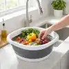 Deconox Katlanır Badya 10 Litre, Katlanabilir Çok Amaçlı Leğen, Dayanıklı Esnek Malzeme, Ev Kamp Bahçe Temizlik Çamaşır ve Saklama İçin Pratik Gri Beyaz Badya