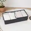 Orret Home Baza Altı 4 Bölmeli Ayarlanabilir Sandık Hurç Organizer, 73x40x16 cm Şeffaf Kapaklı Gri Kıyafet Saklama Kutusu, Yatak Altı Dolap İçi Düzenleyici, Battaniye Nevresim Kazak Hurcu