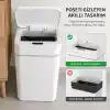 18 Litre Sensörlü Çöp Kovası, Otomatik Temassız Akıllı Çöp Kutusu, Sessiz Kapanan Kapaklı, 2 AA Pille Çalışan, Mutfak Banyo Ofis İçin Beyaz