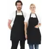 Erkek ve Kadınlar için - Şef, Aşçı, Kafe, BBQ, Kuaför Önlüğü Apron 80 x 60 cm Large Rahat Tüm Bedenler Bel Bağları ile Dayanıklı ve Hafif, Yıkanabilir 2 Geniş Cep - 1li Paket, Siyah