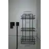 Alper Banyo 3 Katlı Siyah Düz Banyo Rafı, Yapışkanlı ve Vidalı Montajlı Duş Rafı, Şampuanlık ve Banyo Düzenleyici Raf
