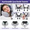 Seyahat Boyun Yastığı - Hafızalı Köpük, 360° Destekli, Ortopedik Seyahat Yastığı - Ayarlanabilir Çene Desteği, Yumuşak Kumaş, Yıkanabilir Kılıf, Gizli Fermuar, Uçak ve Araç Seyahatları İçin