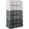 Mürdüm Home Lia Üç Renkli El-Yüz Havlusu,6lı Paket, 6 Parça 50x85, Yumuşak ve Emici, Premium Kalite Günlük Kullanıma Uygun%100 Pamuk Havlu(Beyaz-Gri-Siyah)