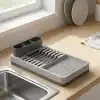 Deconox Aqua Gri Tezgah Üstü Bulaşıklık - 42x26x12 cm Pratik Tabak ve Bardak Kurutma Rafı - Modern Mutfak Organizeri