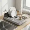 Deconox Aqua Gri Tezgah Üstü Bulaşıklık - 42x26x12 cm Pratik Tabak ve Bardak Kurutma Rafı - Modern Mutfak Organizeri