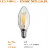 LED Rustik Mum Buji Ampul – E14 Duy, 4W (35W Eşdeğer), 3000K Günışığı, 400 Lümen – 220-240V, 3.5x10 cm – 10’lu Paket
