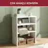 Pikas Yakut Ayaklı İki Bölmeli Çok Amaçlı Komodin – Beyaz, Modern Tasarım, Açık Raf Ünitesi