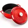 Lava Döküm Yuvarlak Tencere, Trendy, 28 cm, 6.71 L Hacim, Kırmızı