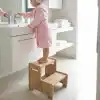 Ahşap Çift Basamaklı Yükseltici Tabure, Çok Amaçlı Ev ve Banyo Basamağı, Dayanıklı Ahşap Tasarım