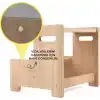 Ahşap Çift Basamaklı Yükseltici Tabure, Çok Amaçlı Ev ve Banyo Basamağı, Dayanıklı Ahşap Tasarım