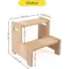 Ahşap Çift Basamaklı Yükseltici Tabure, Çok Amaçlı Ev ve Banyo Basamağı, Dayanıklı Ahşap Tasarım