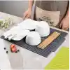 Büyük Boy Silikon Su Toplamaz Bulaşık Kurutma Matı Bulaşıklık - Bulaşık Altlığı 44 X 33 Cm, Antrasit