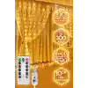 3x3 Metre Perde Led Işık, 300 Ledli 10 Sarkıtlı Dekoratif Peri Led, Uzaktan Kumandalı ve 8 Fonksiyonlu, USB Girişli Günışığı (Sarı) Duvar ve Perde Aydınlatması