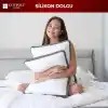 Cotpoly Home Klimalı Yastık 50x70 cm - Hava Sirkülasyonlu Kapitone Mikrofiber Dış Kılıf 850 gr Silikon Dolgulu Ortopedik Uyku Yastığı (2li Gri)