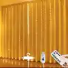 3x3 Metre Perde Led Işık, 300 Ledli 10 Sarkıtlı Dekoratif Peri Led, Uzaktan Kumandalı ve 8 Fonksiyonlu, USB Girişli Günışığı (Sarı) Duvar ve Perde Aydınlatması