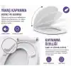 Kare Slim Ultra İnce Yavaş Kapanan Klozet Kapağı, Soft Close Sessiz Mekanizma, Kaymaz Tabanlı Sabit Duruş, Dayanıklı Durolast Malzeme, Kolay Montajlı Universal Uyumlu WC Kapak, Hijyenik ve Uzun Ömürlü