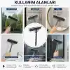 Çift Taraflı Süngerli Cam Sil Aparatı 22 cm Çekçekli Temizlik Aleti Ergonomik Saplı Pencere Duşakabin Ayna Araç Camı Fayans Mermer Parlak Yüzeyler İçin İz Bırakmayan Pratik Silme Ekipmanı