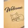 BEYLİNİ Welcome Yazılı Kedi Desenli Koko Paspas Ev Dış Kapı Giriş Paspası TPR Kaymaz Taban Modern Su Geçirmez Bej 70x45CM