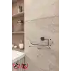 Alper Banyo 5’li Siyah Banyo Seti, Yapışkanlı ve Vidalı Montajlı, Uzun Havluluk, Halka Havluluk, Fön Makinesi Askısı, Solo Havlu Kağıdı Askısı ve Tuvalet Kağıdı Askısı