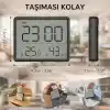 Artnest Mıknatıslı LCD Dijital Mini Saat Alarm Sıcaklık ve Nem Göstergeli Pilli 9x7 cm