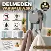 Vakumlu Havlu Bornoz Askısı 9 KG Çift Kancalı Delmeden Montaj Banyo Mutfak Duvar Askısı