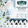 AQUA 5 Fonksiyonlu Filtreli Duş Başlığı Seti, Ayarlanabilir Yüksek Basınçlı Masaj Etkili El Duşu, Turbo Su Akışlı, Su Tasarruflu, Kireç ve Klor Önleyici, 3 Adet Yedek Filtreli