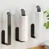 Orret Home Siyah Yapışkanlı Solo Peçetelik ve Havluluk – Paslanmaz Metal Lüks Tasarım Kağıt Havlu Askısı, Delmeden Montajlı Mutfak ve Banyo Peçete Tutucu
