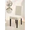 Bambu Nano Kumaş Likralı Yıkanabilir 6lı Sandalye Kılıfı Lastikli Sandalye Örtüsü (6ADET) (Krem)