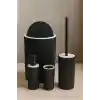 ARVALE Quardi Banyo Seti Modern Çizgili - 7 L Kova 4 Parça Banyo Çöp Kovası ve Aksesuar Seti (siyah)