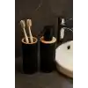 ARVALE Quardi Banyo Seti Modern Çizgili - 7 L Kova 4 Parça Banyo Çöp Kovası ve Aksesuar Seti (siyah)