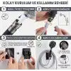 MallArt® 6 Modlu Filtreli Duş Başlığı Seti - 6 Adet Yedek Filtreli Ve Yapışkanlı Duş Braketli Yüksek Basınçlı Arıtmalı Banyo Duş Ahizesi Seti