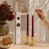 Petekoğlu Bordo 2 Adet Konik Burgulu Balmumu Mum Şamdan Mumu Doğal Petek Balmumu Mum (Beeswax Candle) 27.5 cm