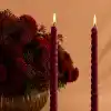 Petekoğlu Bordo 2 Adet Konik Burgulu Balmumu Mum Şamdan Mumu Doğal Petek Balmumu Mum (Beeswax Candle) 27.5 cm