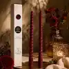 Petekoğlu Bordo 2 Adet Konik Burgulu Balmumu Mum Şamdan Mumu Doğal Petek Balmumu Mum (Beeswax Candle) 27.5 cm