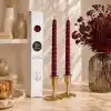 Petekoğlu Bordo 2 Adet Konik Burgulu Balmumu Mum Şamdan Mumu Doğal Petek Balmumu Mum (Beeswax Candle) 27.5 cm