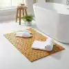 Deconox Doğal Bambu Banyo Paspası (42x62 cm) - Suya Dayanıklı Ahşap Duş Önü Paspas Spa ve Sauna Tipi Izgaralı Banyo Matı