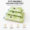3lü Vakumlu Hurç Saklama Seti Şeffaf Ön Yüzlü Yorgan Battaniye Kıyafet Düzenleme ve Depolama Poşeti