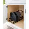Orret Home Çift Taraflı Kullanılabilir Ayarlanabilir Tencere Tava Organizeri, Kapak Organizeri ve Dolap İçi Düzenleyici, Tezgah Üstü Metal Siyah Mutfak Rafı, Yatay ve Dikey Kurulum, 41 x 20 x 27 cm