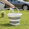Orret Home 12.8 Litre Katlanabilir Kova – Akordiyon Tasarımlı Katlanır Temizlik ve Araç Yıkama Kovası, Gri Renk, Bebek Yıkama ve Ev İçi Kullanıma Uygun Portatif Kova (Kare 10 Litre)