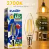 Ecolite Filament LED Mum Ampul E14 Duy 6W 810 Lümen Dim Edilebilir 2700K Sarı Işık Şeffaf Dekoratif Vintage Ampul 60W Eşdeğer C35 Candle Series (3)