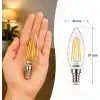 Ecolite Filament LED Mum Ampul E14 Duy 6W 810 Lümen Dim Edilebilir 2700K Sarı Işık Şeffaf Dekoratif Vintage Ampul 60W Eşdeğer C35 Candle Series (3)