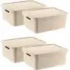 Smartware 4Lü Set Stafi Çok Amaçlı Kapaklı Kutu Latte 12 LT - LATTE, Çok Amaçlı Kapaklı Kutu, Ev-Ofis-Depo İçin, Kapaklı Saklama Kutusu