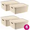 Smartware 4Lü Set Stafi Çok Amaçlı Kapaklı Kutu Latte 12 LT - LATTE, Çok Amaçlı Kapaklı Kutu, Ev-Ofis-Depo İçin, Kapaklı Saklama Kutusu