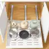 Orret Home Teleskopik Dolap İçi Düzenleyici, Büyüyüp Küçülebilir Raylı Dolap Organizeri, Ayarlanabilir Sürgülü Mutfak Rafı, Tencere Tava Lavabo Altı Kiler Organizer, Yapıştırılabilir 32-64 cm Beyaz