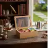 Promosyonca Orjinal Bambu Organizer, Çay Kutusu, Takı Kutusu, Mıknatıslı Kapak, Premium Kalite (6 Şeffaf Kapak)